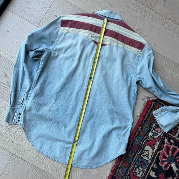 Polo Pearl Snap Denim Shirt with Flag Details Medium M - Picture 12 of 12